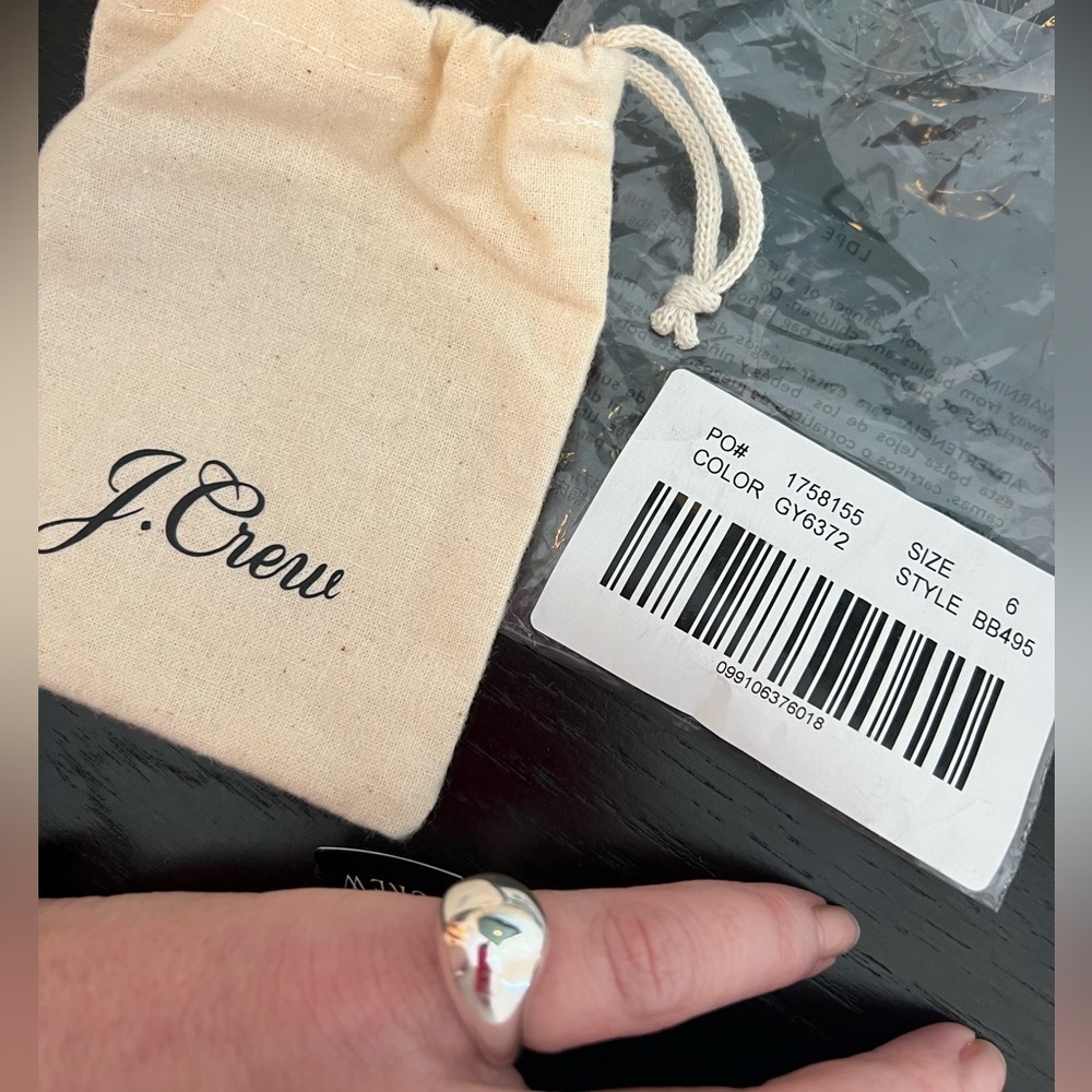 NEW J. Crew Sculptured Orb Silver Mirror Ring Size 6 - Picture 13 of 16